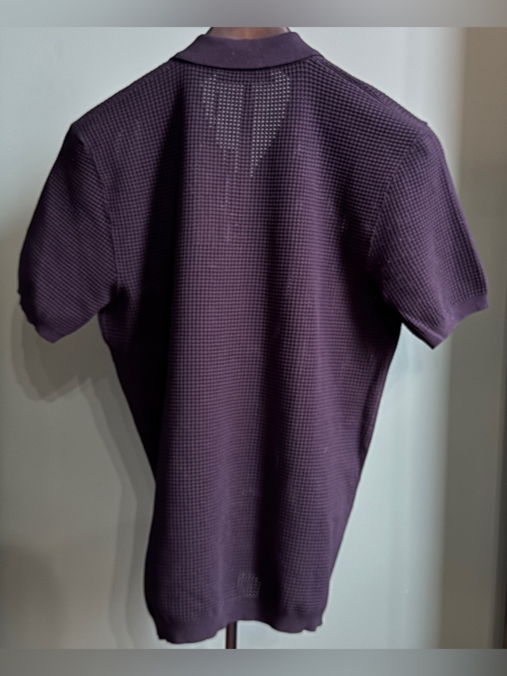 Orlebar Brown Luxury Roddy Night Iris Blue Polo Shirt XL $545 Mesh Waffle Knit - Picture 4 of 7